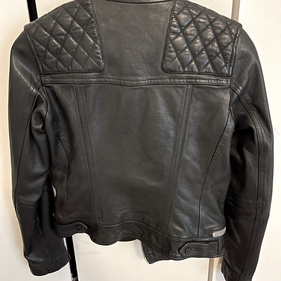 All Saints Conroy Leather Jacket Size 4 XS Ink - Picture 6 of 10